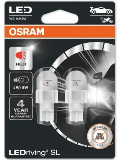 Osram W16W 12V 1,4W W2,1X9,5d LEDriving SL (červen&aacute;) - blister 2ks
