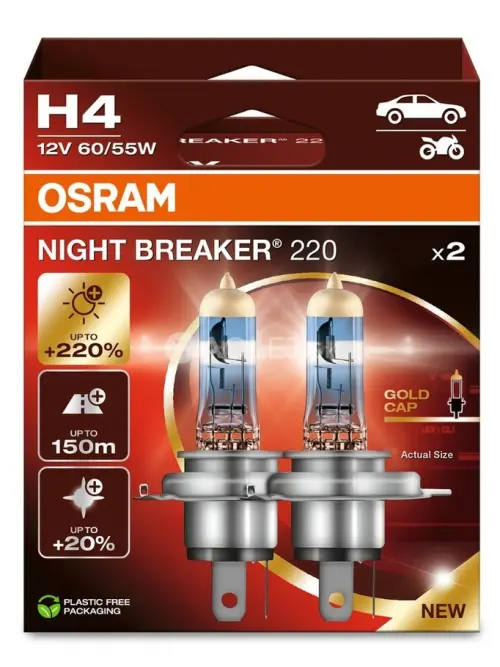 Osram H4 12V 60/55W P43T Night Breaker 220% 2ks