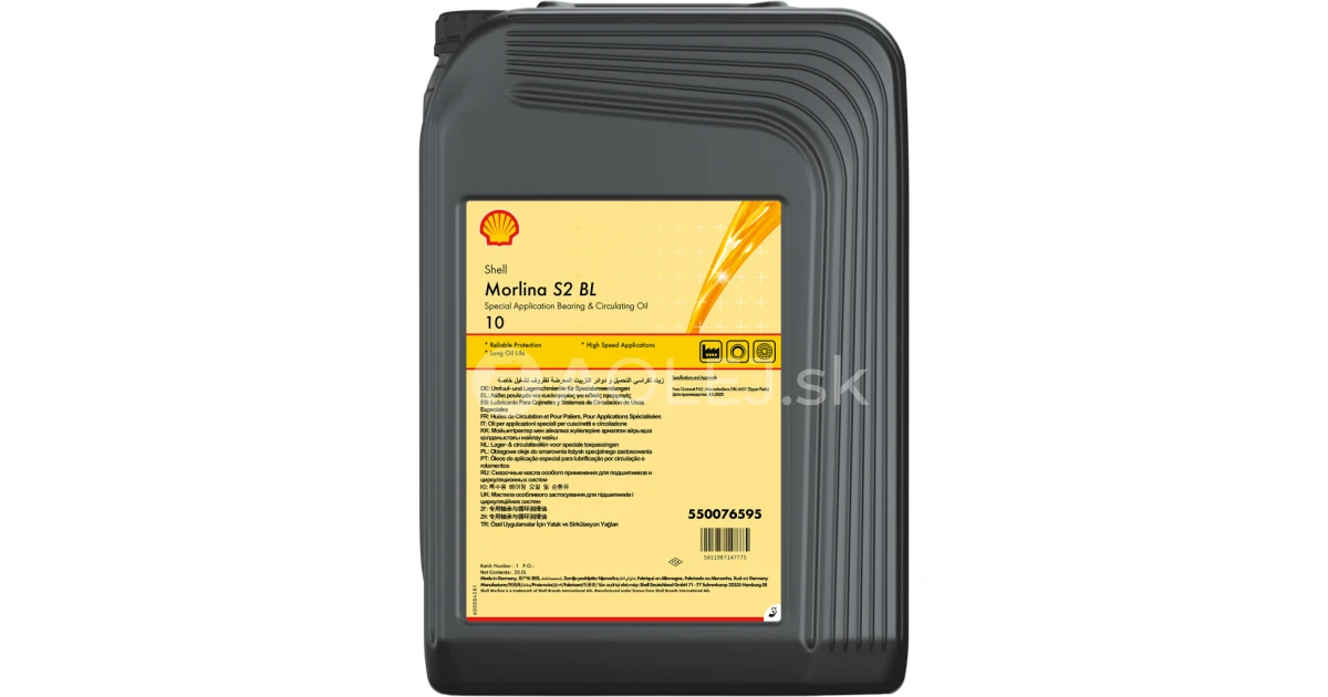 Shell Morlina S2 BL 10 20L | AOLEJ.sk - Oleje, mazivá, filtre a autopotreby