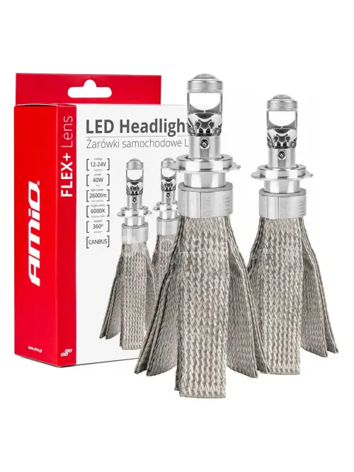 LED žiarovky hlavn&eacute;ho svietenia H7/H18 FLEX+ Lens Series AMiO-03660