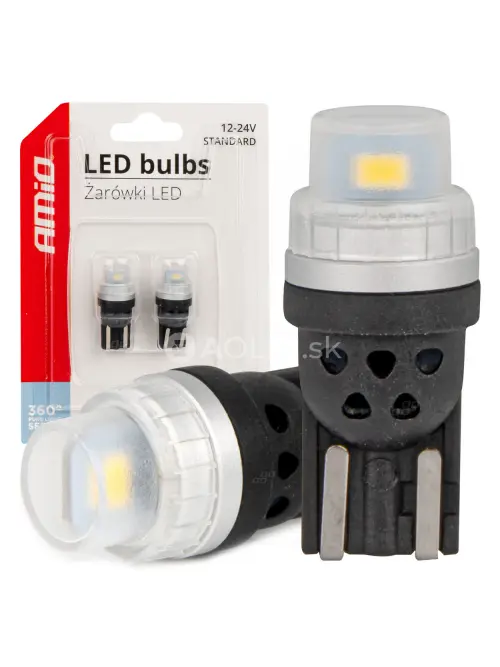 LED žiarovky 360 Pure Light Series STANDARD T10 W5W 2x3020 SMD White 12V/24V AMIO-03726
