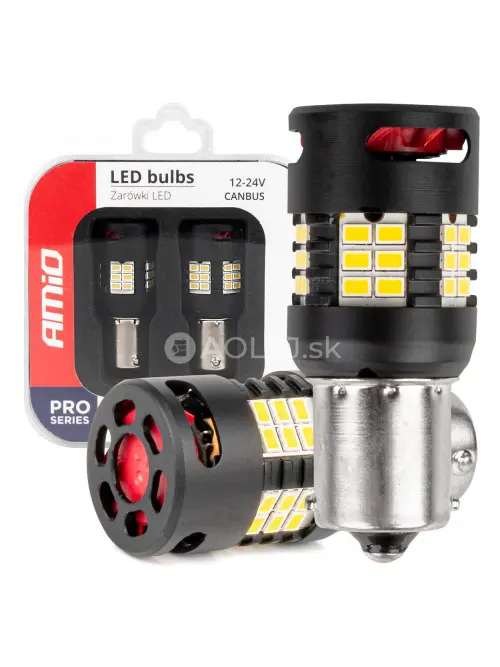 LED žiarovky CANBUS PRO series 1156 BA15S P21W R10W R5W 24x3020 SMD FAN White 12V/24V AMIO-03721
