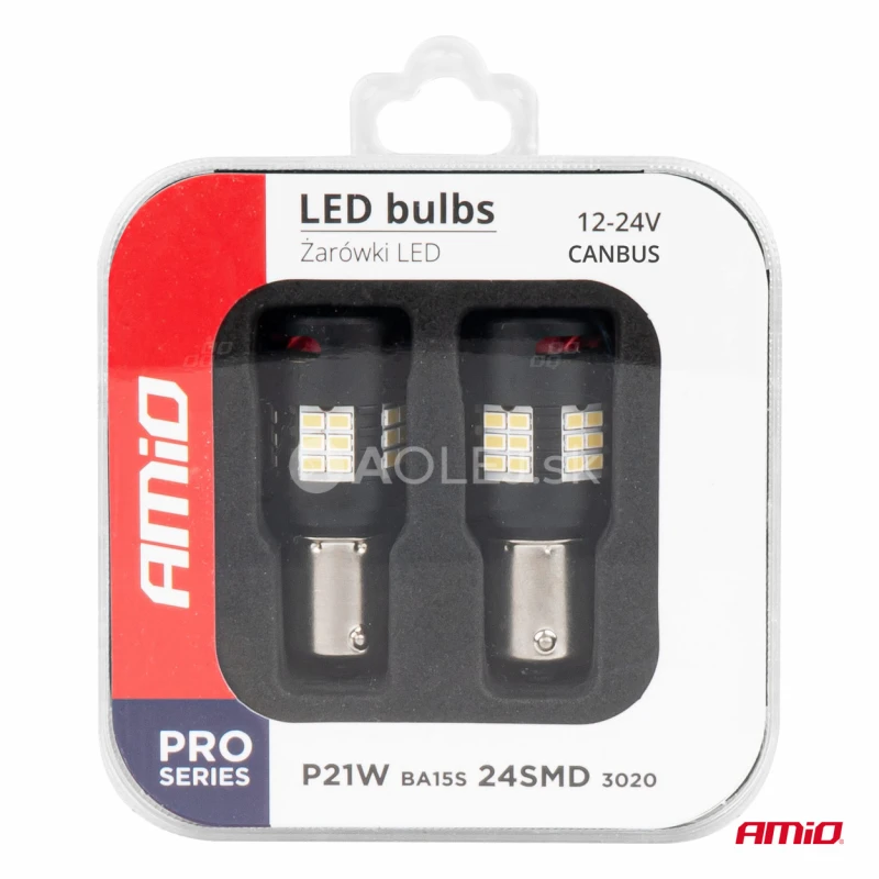 LED žiarovky CANBUS PRO series 1156 BA15S P21W R10W R5W 24x3020 SMD FAN White 12V/24V AMIO-03721