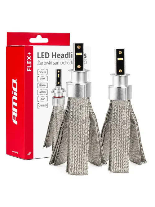 LED žiarovky hlavn&eacute;ho svietenia FLEX+ H3 canbus 6000K 12V 24V AMIO-03656