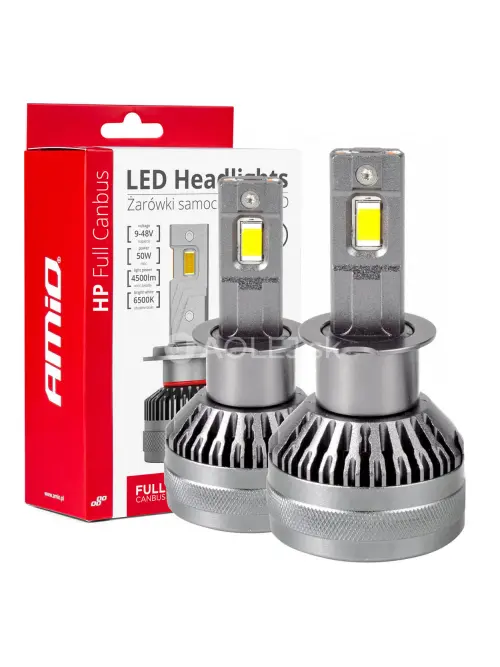 LED žiarovky hlavn&eacute;ho svietenia HP Full Canbus H3 12V 24v 6500k AMIO-03672