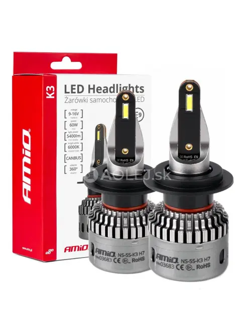 LED žiarovky hlavn&eacute;ho svietenia K3 H7/H18 12V 6000K canbus AMIO-03683