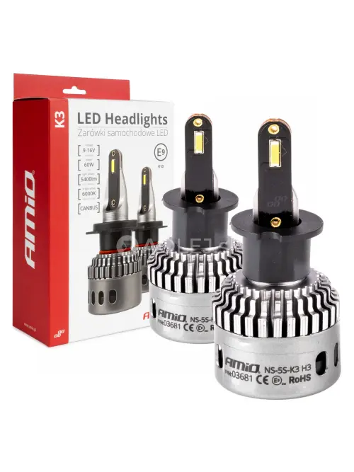 LED žiarovky hlavn&eacute;ho svietenia K3 H3 12V 6000K canbus AMIO-03681