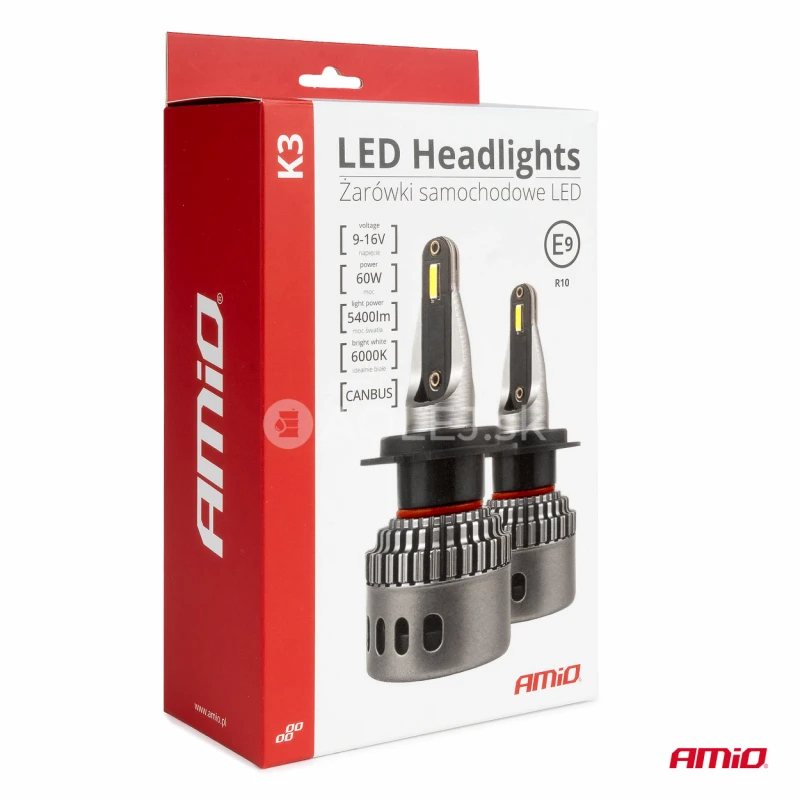 LED žiarovky hlavn&eacute;ho svietenia K3 H8 H9 H11 H16 12V 6000K canbus AMIO-03686
