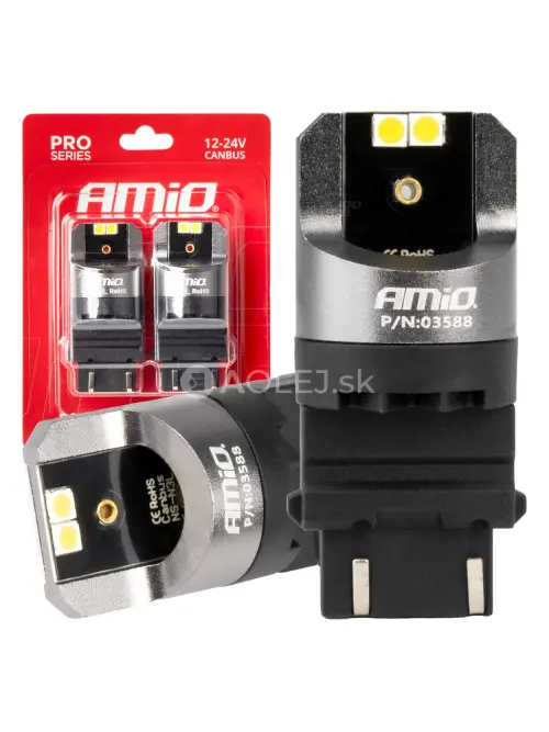 LED CANBUS PRO series 3157 P27/7W 4x3030 SMD White 12/24V CANBUS AMIO-03588