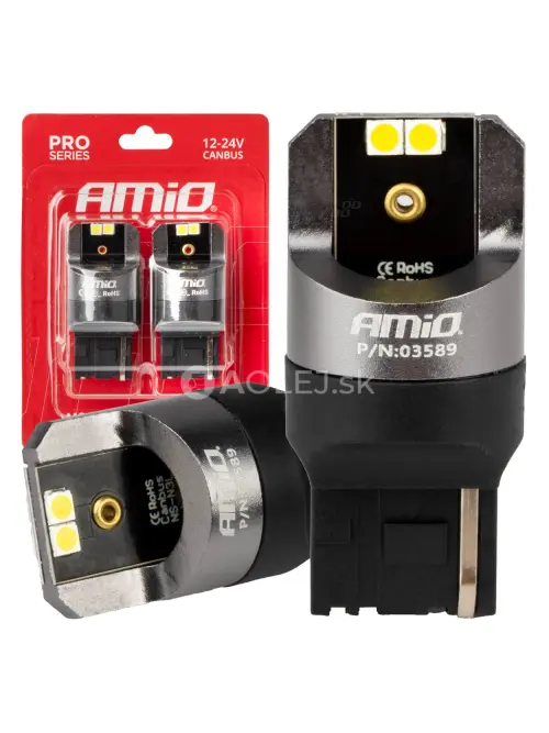 LED CANBUS PRO series 7440 W21W 4x3030 SMD White 12/24V CANBUS AMIO-03589