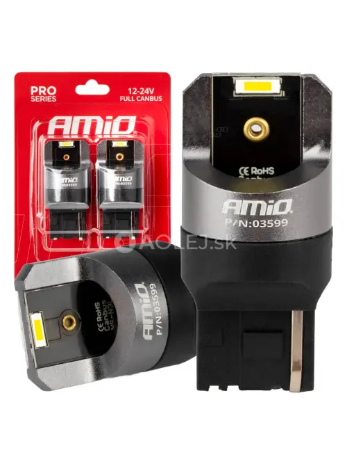 LED CANBUS PRO series 7440 W21W 2x1860SMD White 12/24V FULL CANBUS AMIO-03599