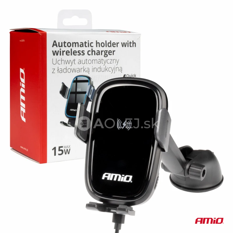 Automatický držiak telefónu s bezdrôtovým indukčným nabíjaním 15W AMIO-03779