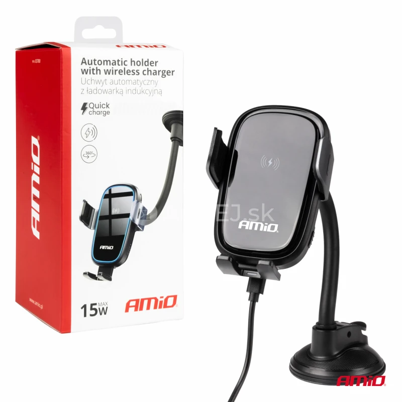 Automatický držiak telefónu s bezdrôtovým indukčným nabíjaním 15W AMIO-03780