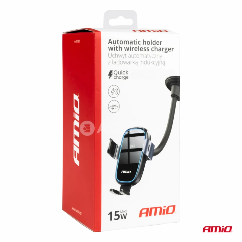 Automatický držiak telefónu s bezdrôtovým indukčným nabíjaním 15W AMIO-03780