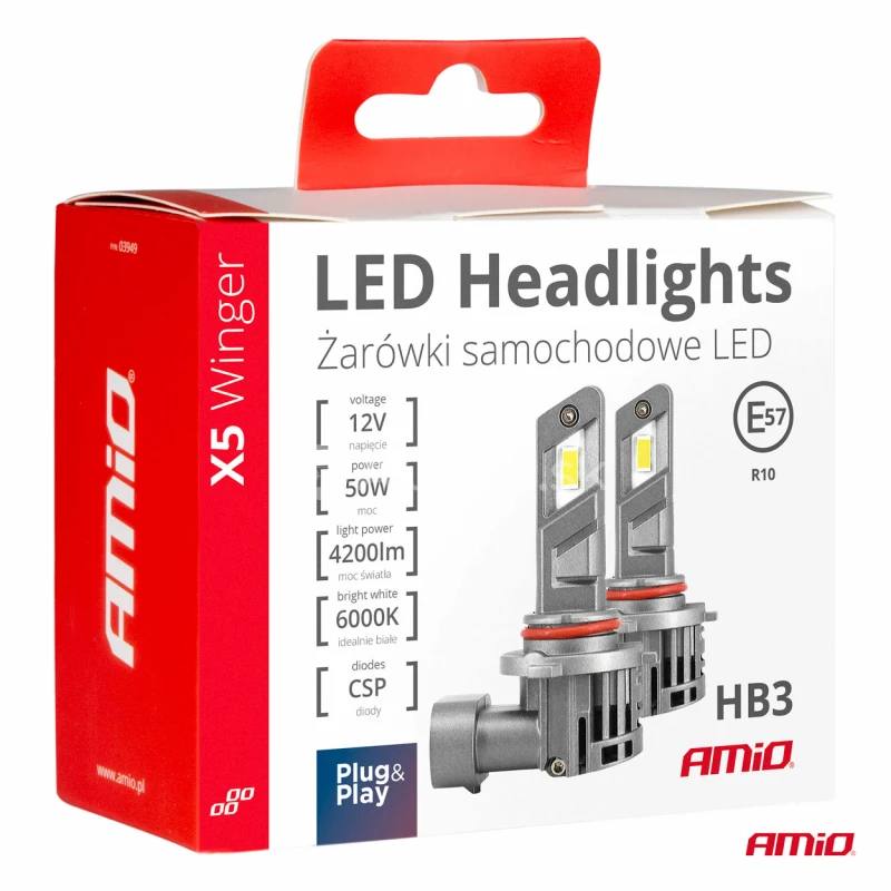 LED žiarovky X5-series WINGER H3 6000K max 50W AMIO-03948