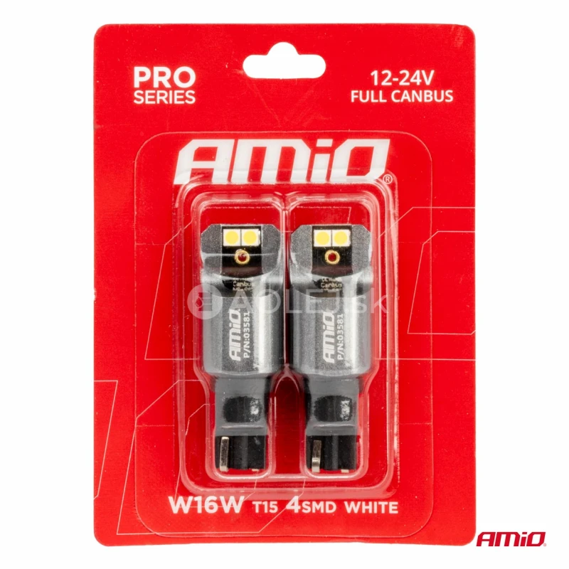 LED žiarovky FULL CANBUS PRO T15 W16W 4x3030 SMD Biela 12V/24V AMiO-03581