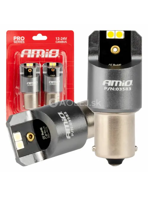 LED žiarovky CANBUS PRO series BA15S P21W 4x3030 SMD White 12/24V AMIO-03583