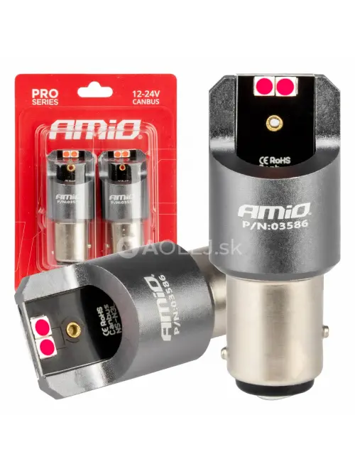 LED žiarovky CANBUS PRO series BAY15D P21/5W 4x3030 SMD Red 12/24V AMIO-03586