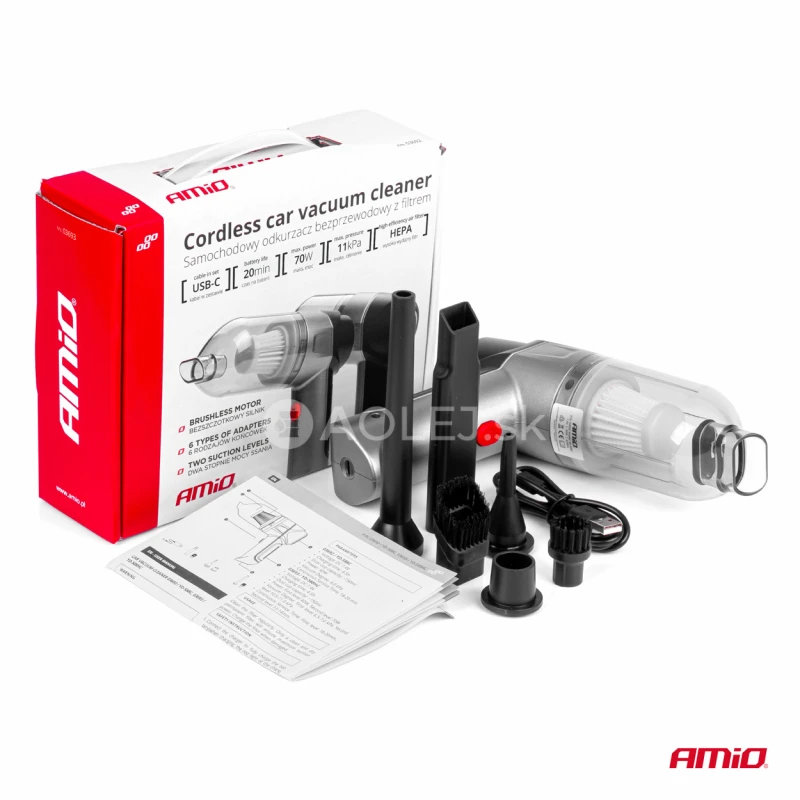 Bezdrôtový vysávač do auta HEPA AMIO-03693