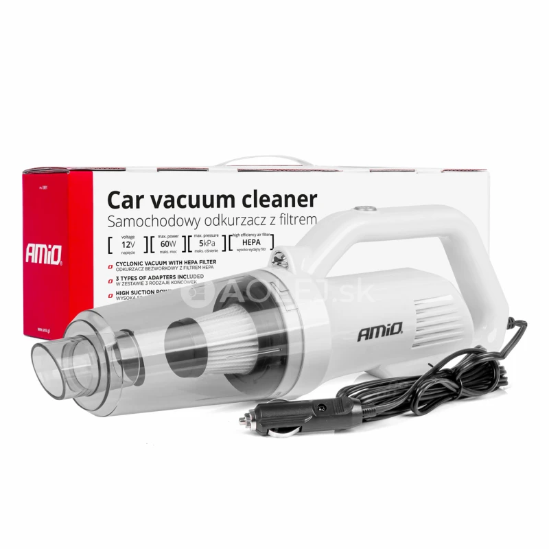 Vysávač do auta 12V 60W HEPA 5kPa AMIO-03691