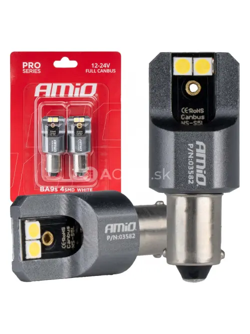 LED žiarovky FULL CANBUS PRO T4W BA9S 4x3030 SMD biele 12V 24V AMIO-03582