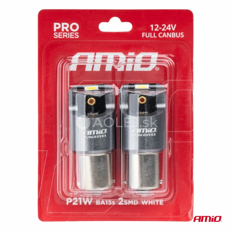 LED žiarovky FULL CANBUS PRO BA15S P21W 2x1860SMD biele12V 24V AMIO-03593