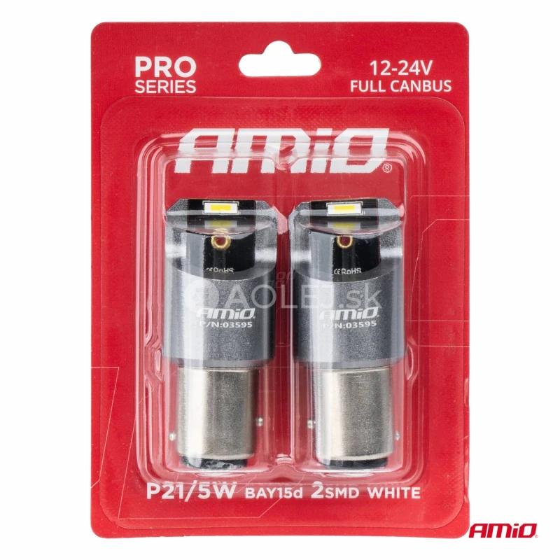 LED žiarovky FULL CANBUS PRO BAY15D P21/5W 2x1860SMD biele 12V 24V AMIO-03595