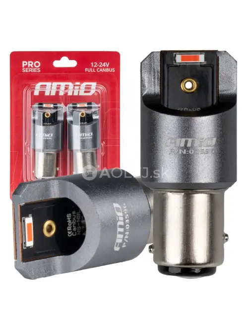 LED žiarovky FULL CANBUS PRO P21/5W 2x1860 SMD červen&eacute; 12V 24V AMIO-03596