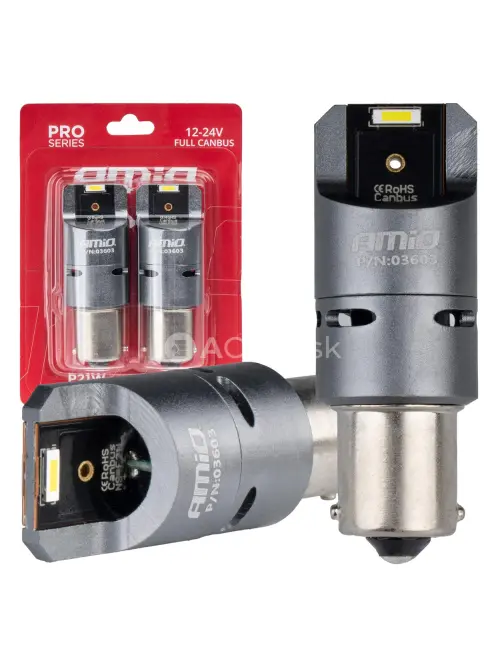 LED žiarovky FULL CANBUS PRO BA15S P21W 2x1860SMD biele 12V 24V AMIO-03603