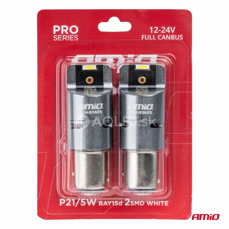 LED žiarovky FULL CANBUS PRO BAY15D P21/5W 2x1860SMD biele 12V 24V AMIO-03605