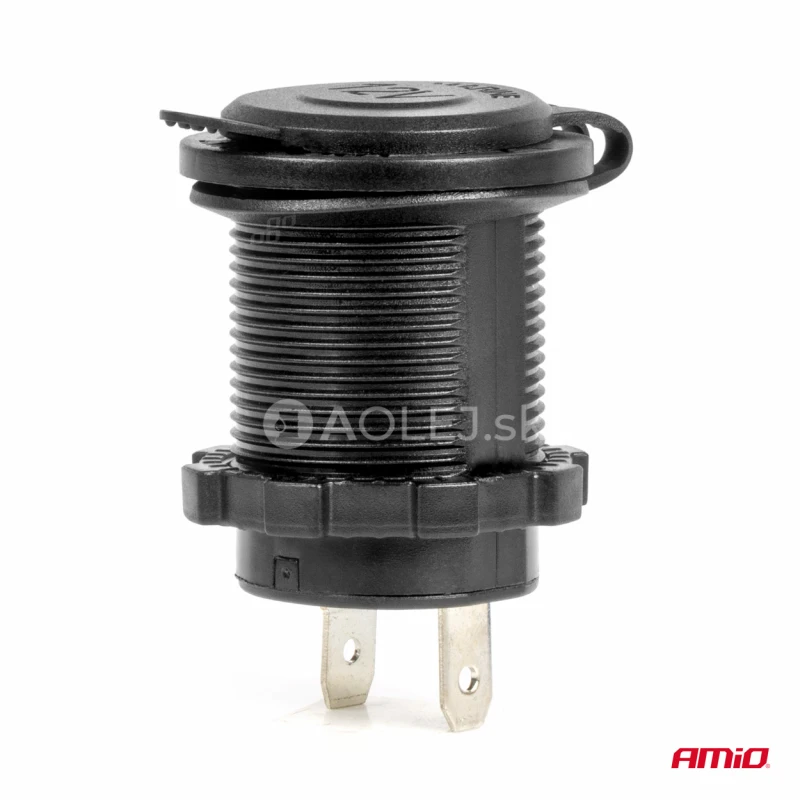 Vodotesná zásuvka na zapaľovač do auta s ČERVENÝM LED podsvietením 12/24V AMIO-04220
