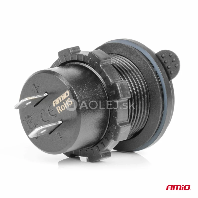 Vodotesná telefónna nabíjačka s vypínačom ČERVENÉ LED podsvietenie 2xUSB C 12/24V AMIO-04224