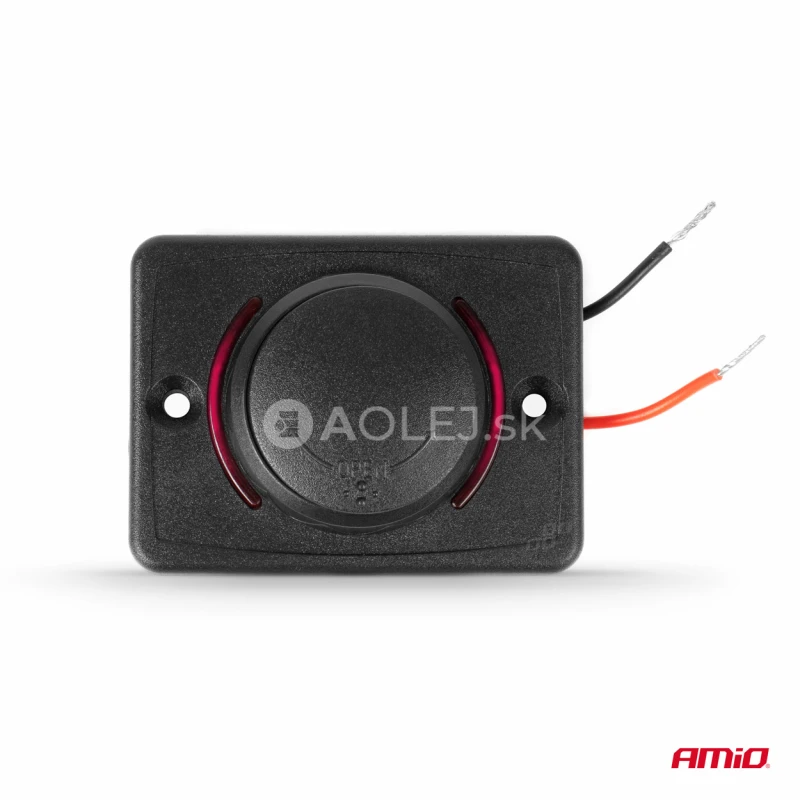 Vodotesná telefónna nabíjačka štvorcová s ČERVENÝM LED podsvietením USB + USB C QC3.0 12/24V AMiO-04231