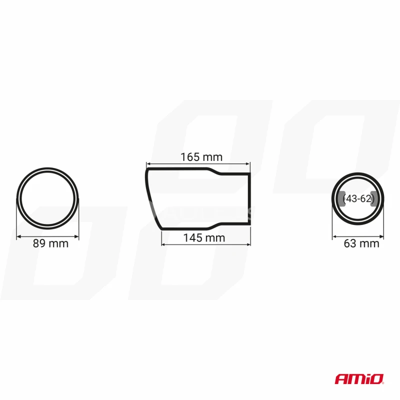 Koncovka výfuku z nehrdzavejúcej ocele čierna matná AMIO-04061