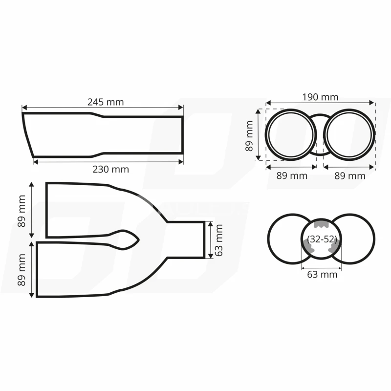 Koncovka tlmiča výfuku z nehrdzavejúcej ocele AMIO-04070