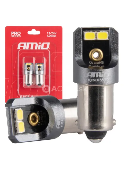 LED žiarovky CANBUS PRO T4W BA9S 4x2016 SMD biele 12V 24V AMIO-03579
