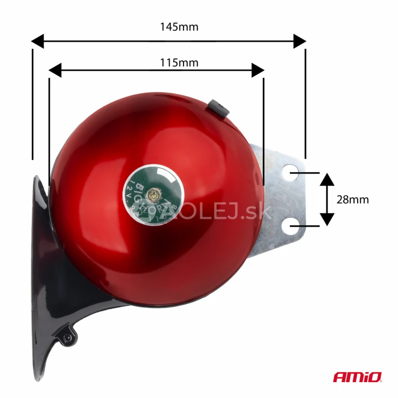 Zvuková signalizace klaksonu sada 2 ks červená 125 mm 12V AMIO-04075