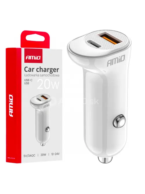 Nabíjačka do auta USB-A+ USB-C 20W 12/24V AMiO-03875