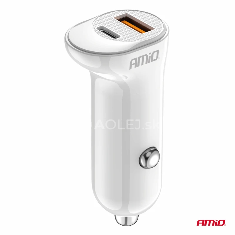 Nabíjačka do auta USB-A+ USB-C 20W 12/24V AMiO-03875