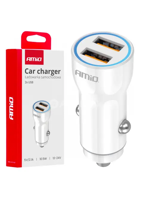 Nabíjačka do auta 2xUSB-A 12/24V AMiO-03879