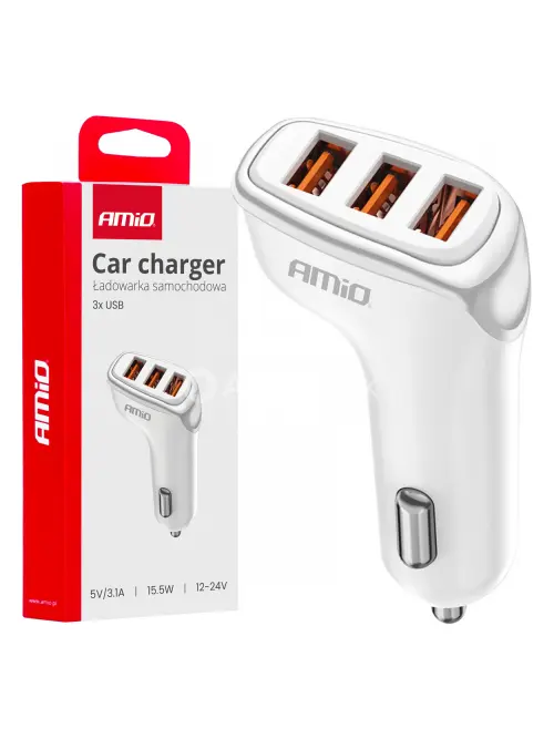 Nabíjačka do auta 3x USB-A 3.1A 12/24V AMiO-03885