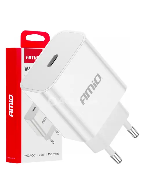 Sieťová nabíjačka USB-C 20W Quick Charge 230V AMiO-03891