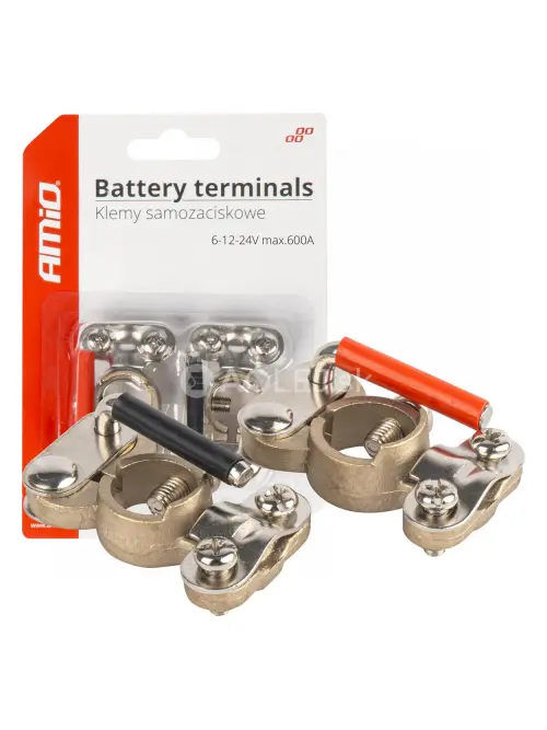 Mosadzné svorky batériové (+/-) 2 ks blister 600A AMiO-03846