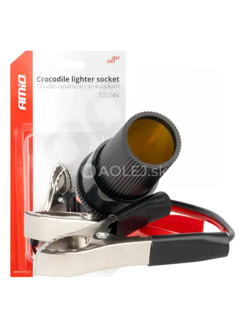 Adaptér do zásuvky zapaľovača s krokosvorkami 12V 24V 15cm AMiO-03803