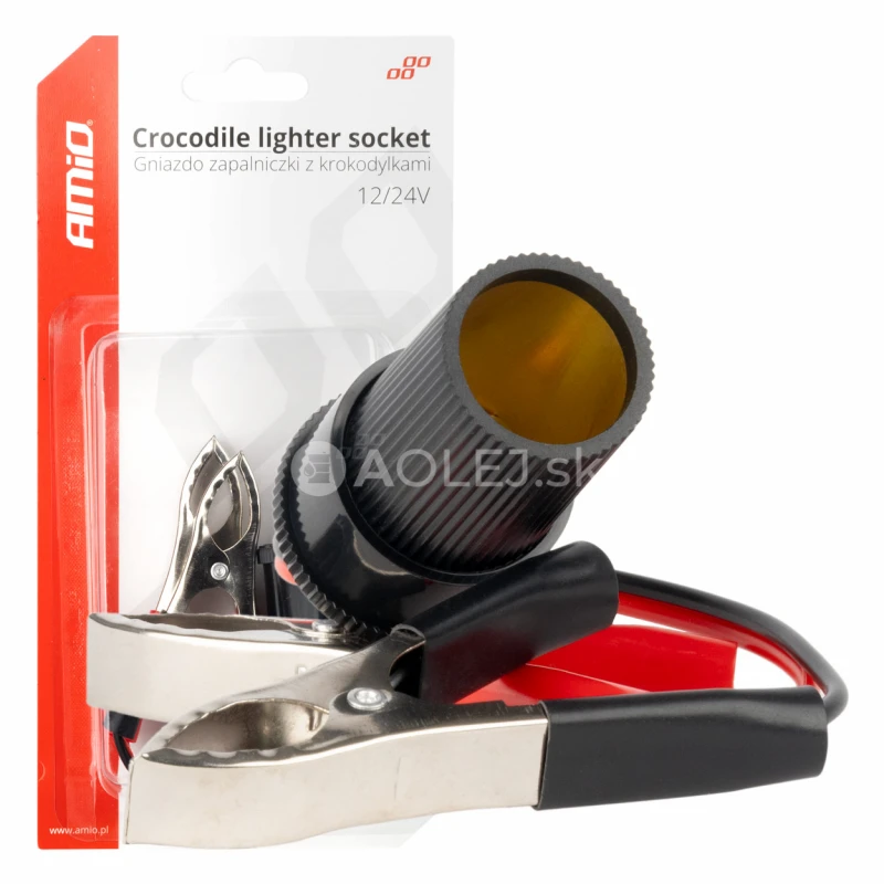 Adaptér do zásuvky zapaľovača s krokosvorkami 12V 24V 15cm AMiO-03803