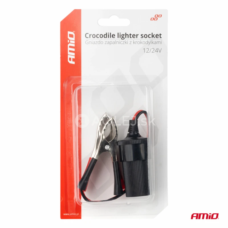 Adaptér do zásuvky zapaľovača s krokosvorkami 12V 24V 15cm AMiO-03803