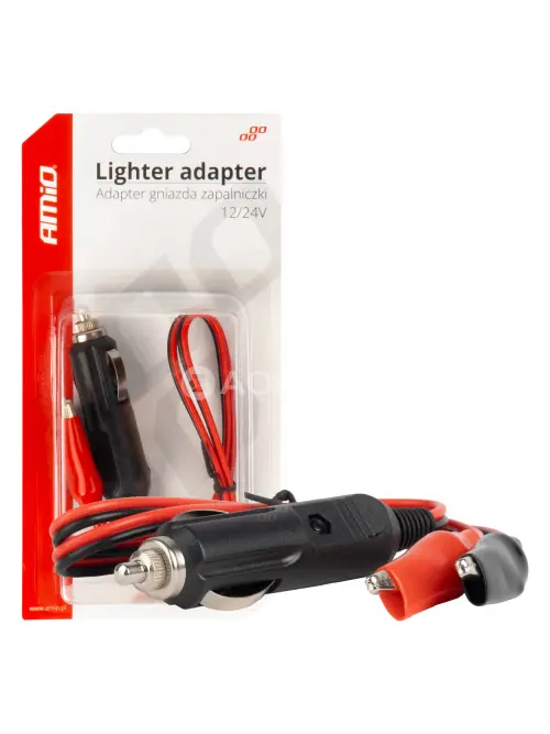 Adapt&eacute;r do z&aacute;suvky zapaľovača s krokod&iacute;lov&yacute;m v&yacute;stupom 12V 24V 60cm AMIO-03802
