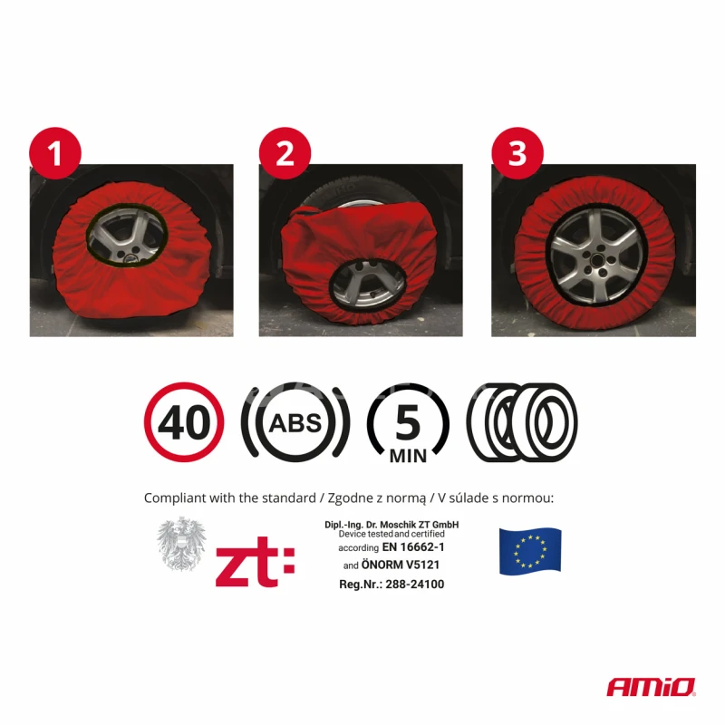 Textilné snehové reťaze S EN16662-1 Önorm V5121 2 ks AMIO-04080
