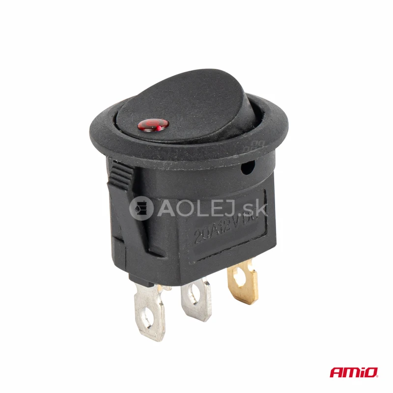 Kolískový okrúhly prepínač s červeným podsvietením AMIO-03961