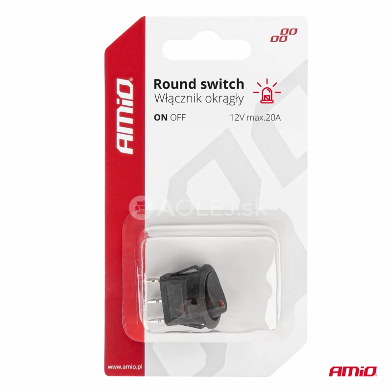 Kolískový okrúhly prepínač s červeným podsvietením AMIO-03961
